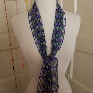 Purple & Teal Open Weave Glitter Scarf Wrap